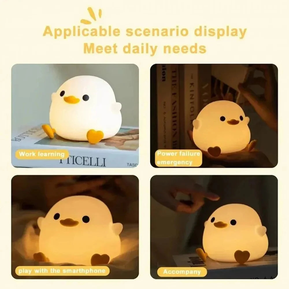 Cute Cartoon Duck Night Light Eye Protection Tap Dimmable Table Lamp with Timer - 7