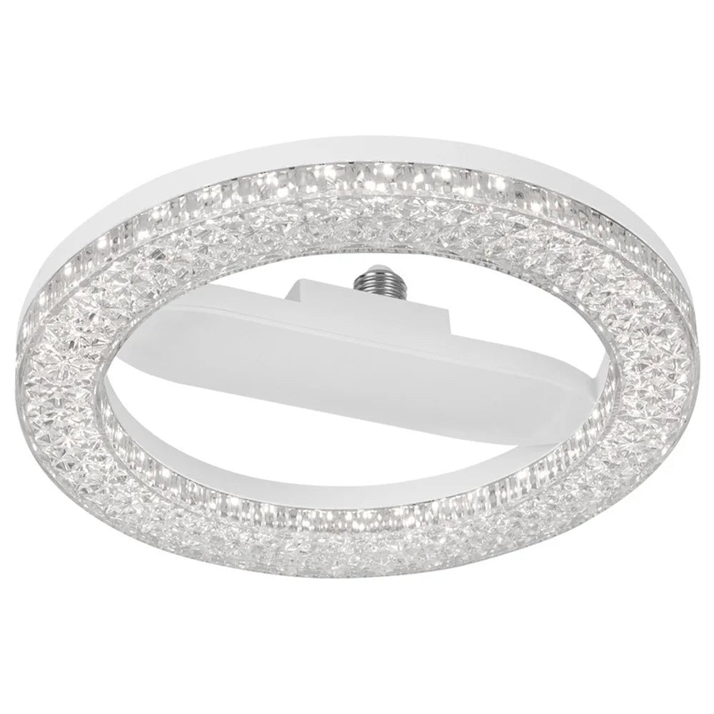 E27 24W Round LED Crystal Light Energy Saving Bright Indoor Lamp, White Light 23cm - 1