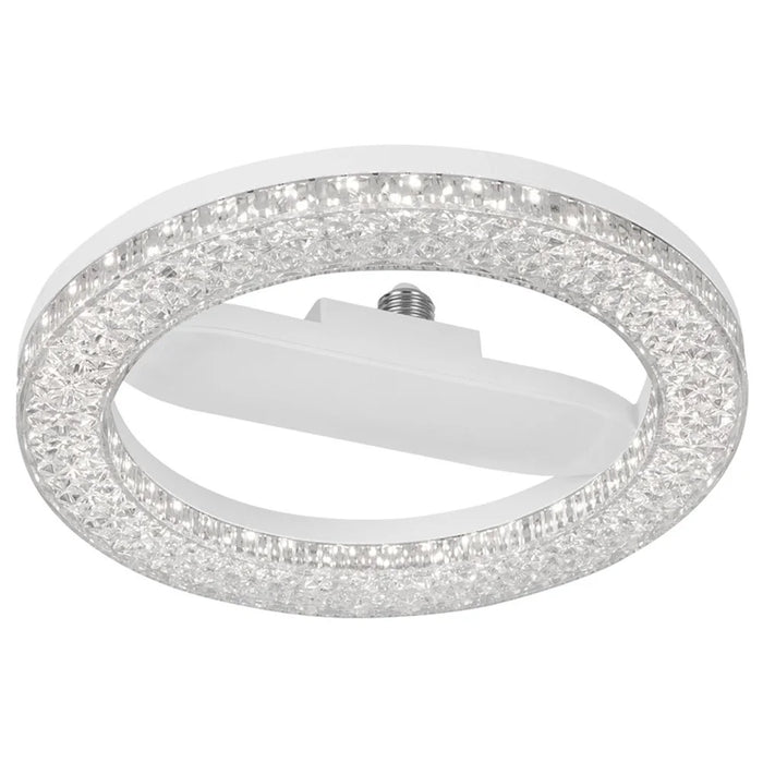 E27 24W Round LED Crystal Light Energy Saving Bright Indoor Lamp, White Light 23cm - 1