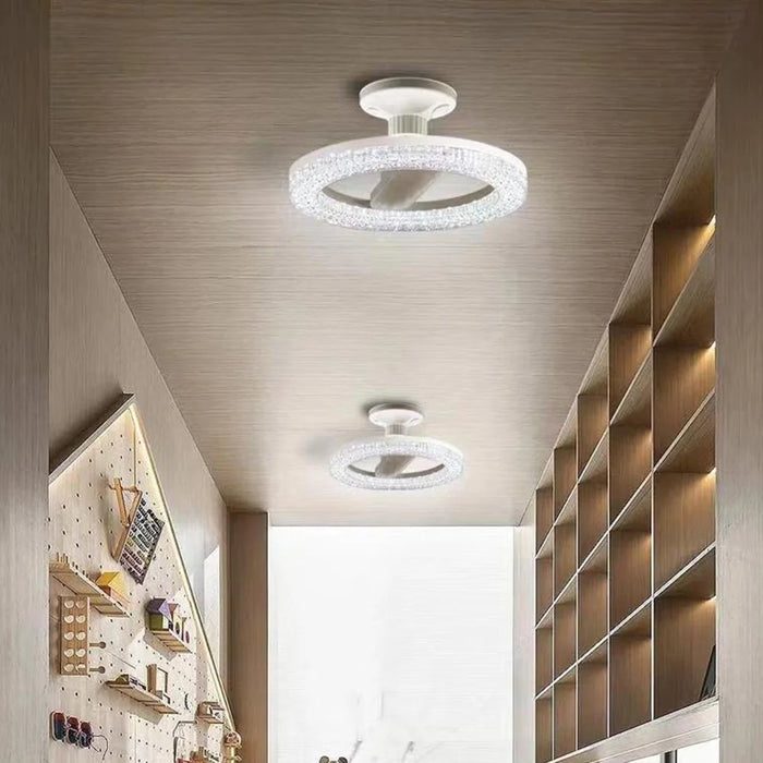 E27 24W Round LED Crystal Light Energy Saving Bright Indoor Lamp, White Light 23cm - 3