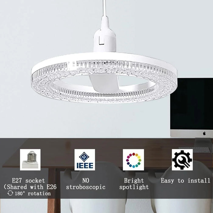 E27 24W Round LED Crystal Light Energy Saving Bright Indoor Lamp, White Light 23cm - 5