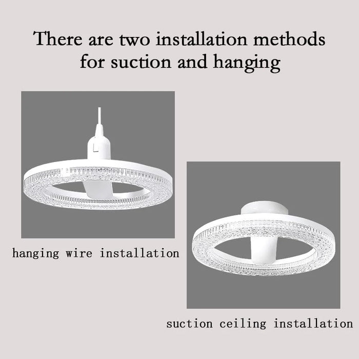E27 24W Round LED Crystal Light Energy Saving Bright Indoor Lamp, White Light 23cm - 6