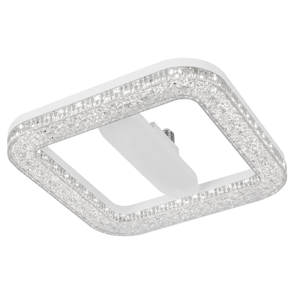 E27 18W Square LED Crystal Light Energy Saving Bedroom Dining Room Home Lamp, White Light 18cm - 1