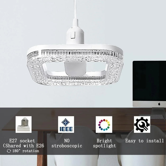 E27 18W Square LED Crystal Light Energy Saving Bedroom Dining Room Home Lamp, White Light 18cm - 3