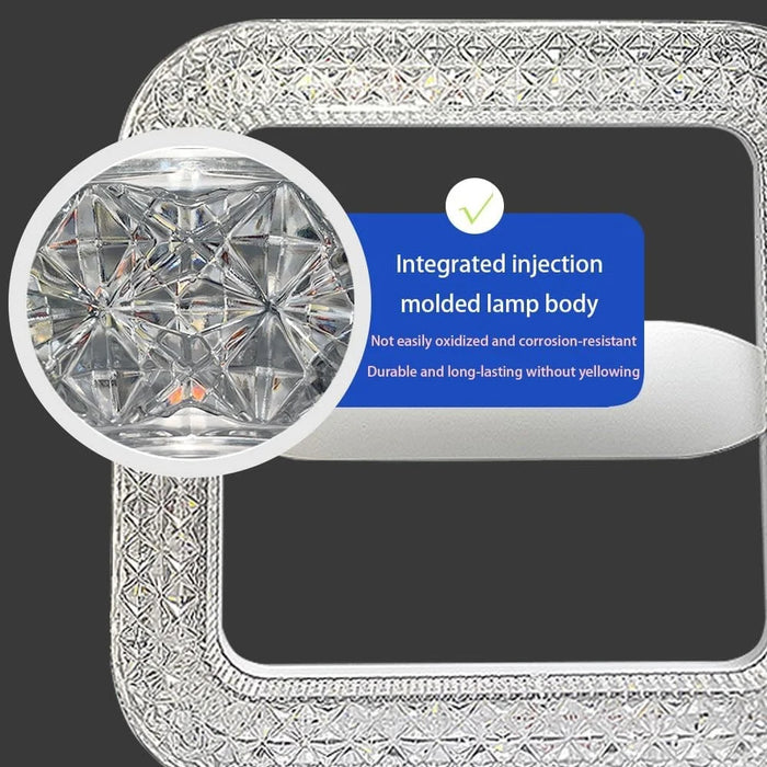 E27 18W Square LED Crystal Light Energy Saving Bedroom Dining Room Home Lamp, White Light 18cm - 4