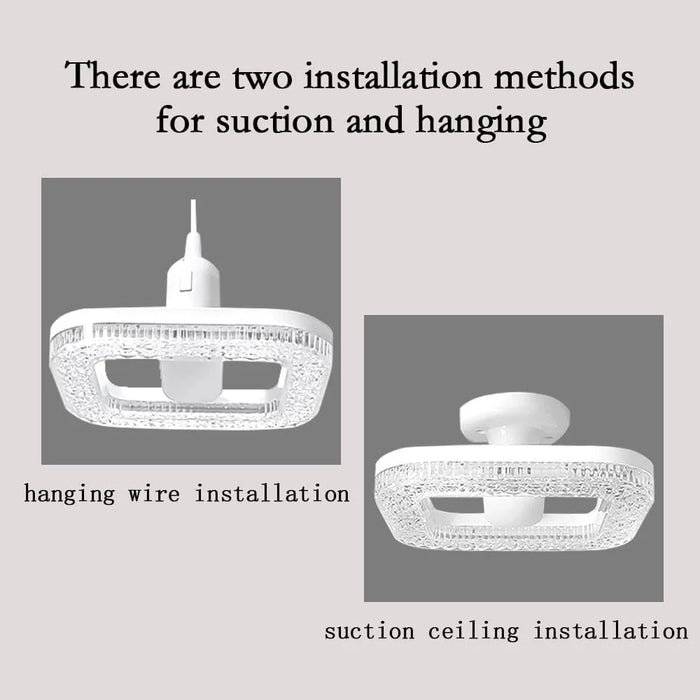 E27 18W Square LED Crystal Light Energy Saving Bedroom Dining Room Home Lamp, White Light 18cm - 5