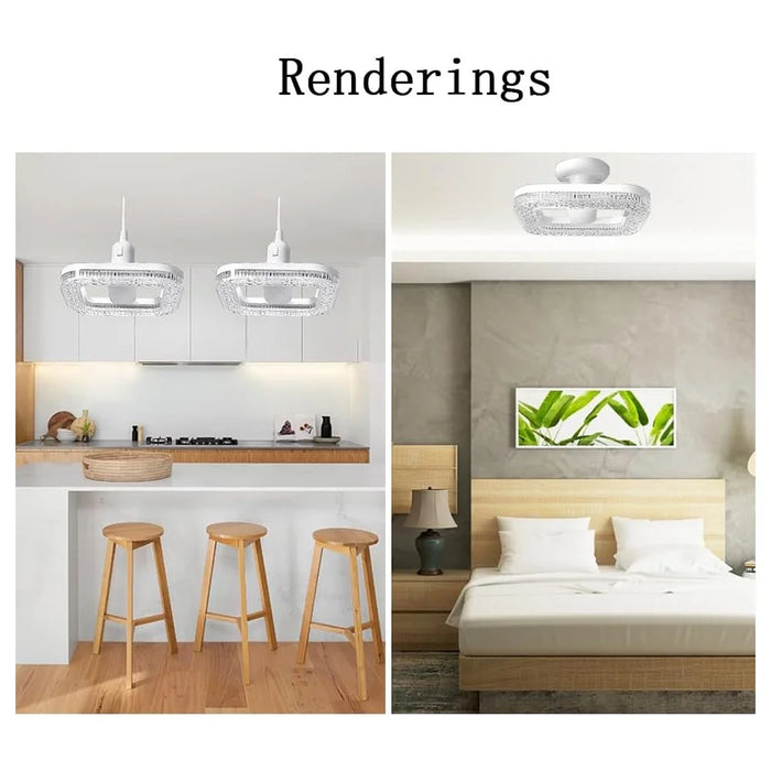 E27 18W Square LED Crystal Light Energy Saving Bedroom Dining Room Home Lamp, White Light 18cm - 7