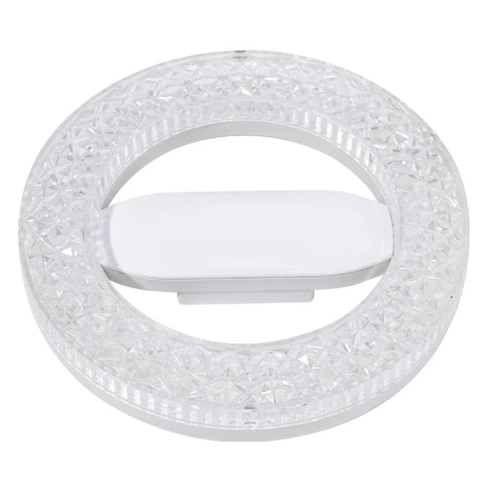 E27 18W Round LED Crystal Light Energy Saving Bedroom Dining Room Lamp, White Light 18cm - 1