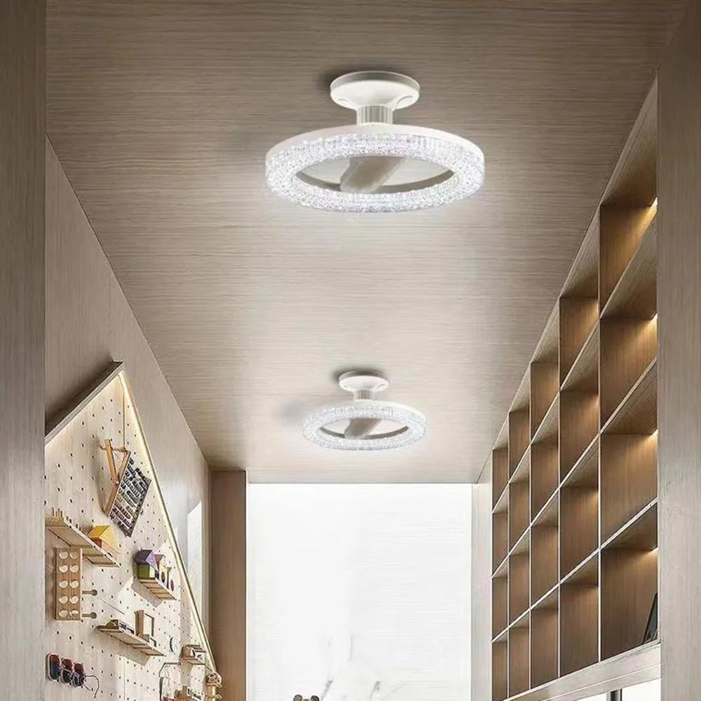 E27 18W Round LED Crystal Light Energy Saving Bedroom Dining Room Lamp, White Light 18cm - 4