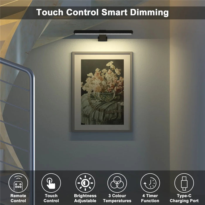 40cm 2.2W Wall Picture Dimmable Light Magnetic Rechargeable Oil Painting Display Lamp with Remote Controller - 7