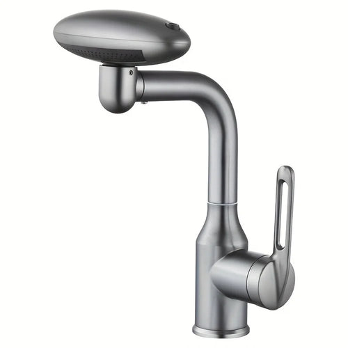 Wash Basin Rotatable Four Modes Hot and Cold Water Faucet Home Bathroom Tap with 2 Water Inlet Pipes - Grey - 1