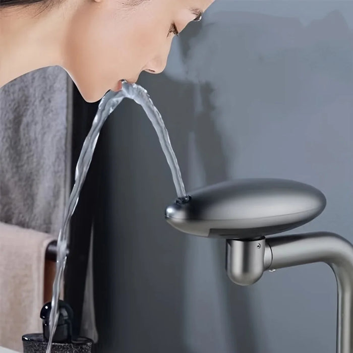 Wash Basin Rotatable Four Modes Hot and Cold Water Faucet Home Bathroom Tap with 2 Water Inlet Pipes - Grey - 3