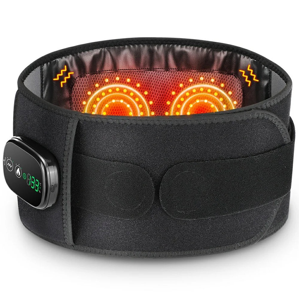 Red Light Heating Waist Belt 3 Gears Vibration Massage Therapy Wrap with Timer (CE Certified) - 1