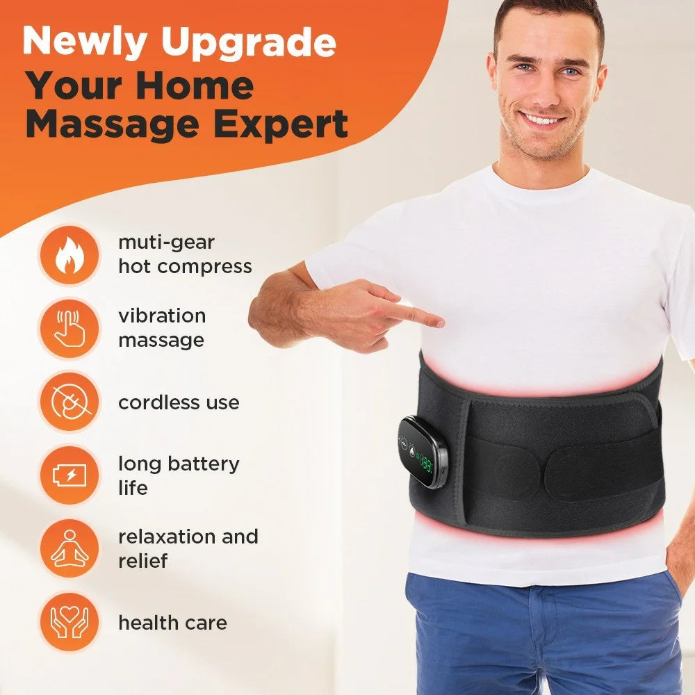 Red Light Heating Waist Belt 3 Gears Vibration Massage Therapy Wrap with Timer (CE Certified) - 2