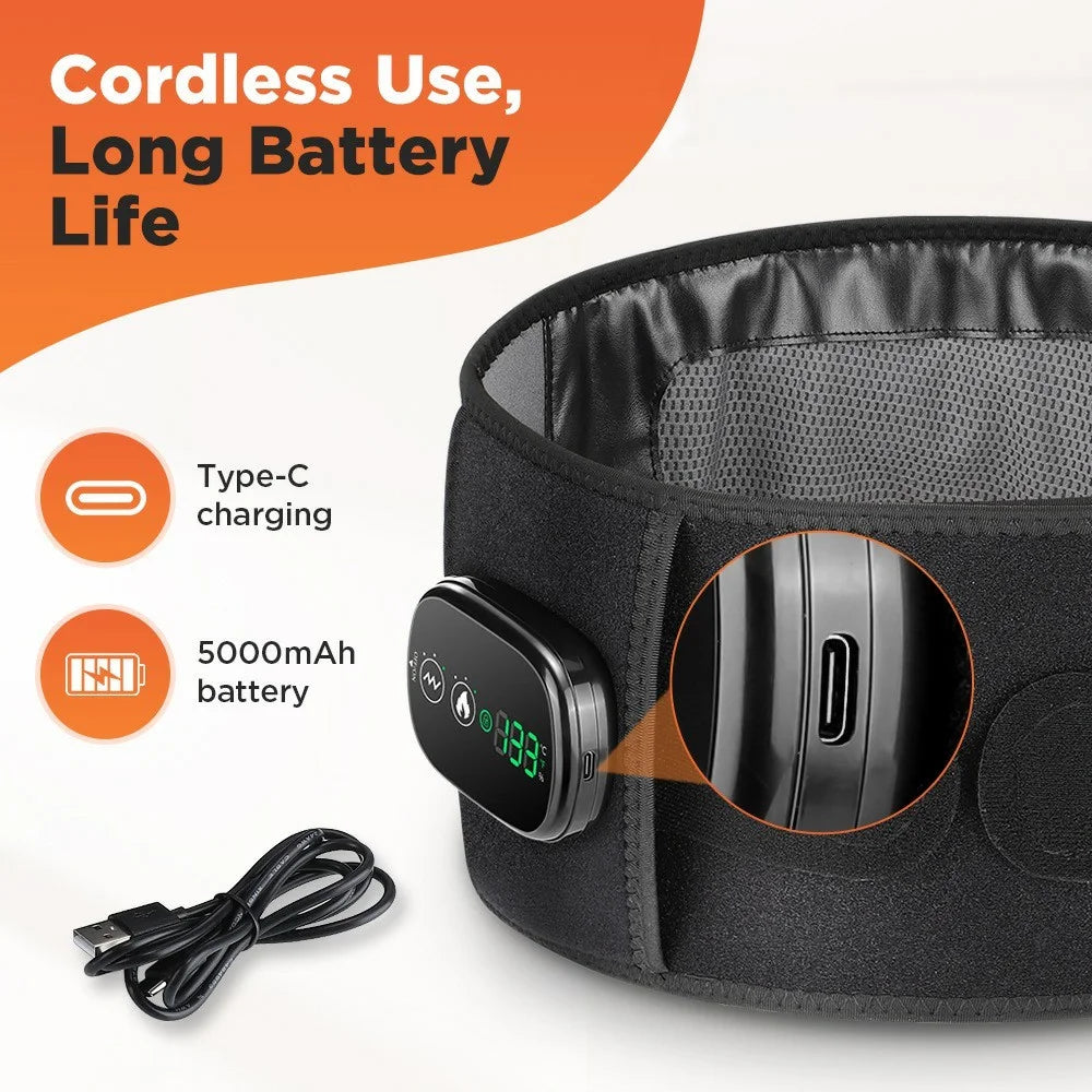 Red Light Heating Waist Belt 3 Gears Vibration Massage Therapy Wrap with Timer (CE Certified) - 4