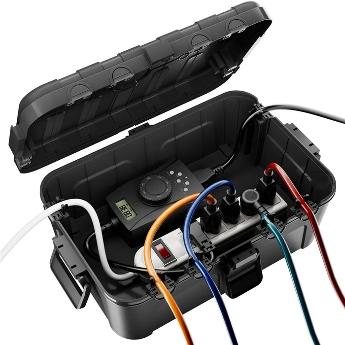 Outdoor Electrical Box IP54 Waterproof Extension Cord Cover Protective Box for Outlet / Plug / Timer / Power Strip - Black - 1