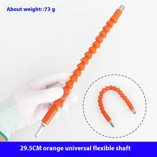 Universal Electric Drill 6.35mm Flexible Connecting Shaft Bendable Plastic Extension Rod, 29.5cm Length - Orange - 1