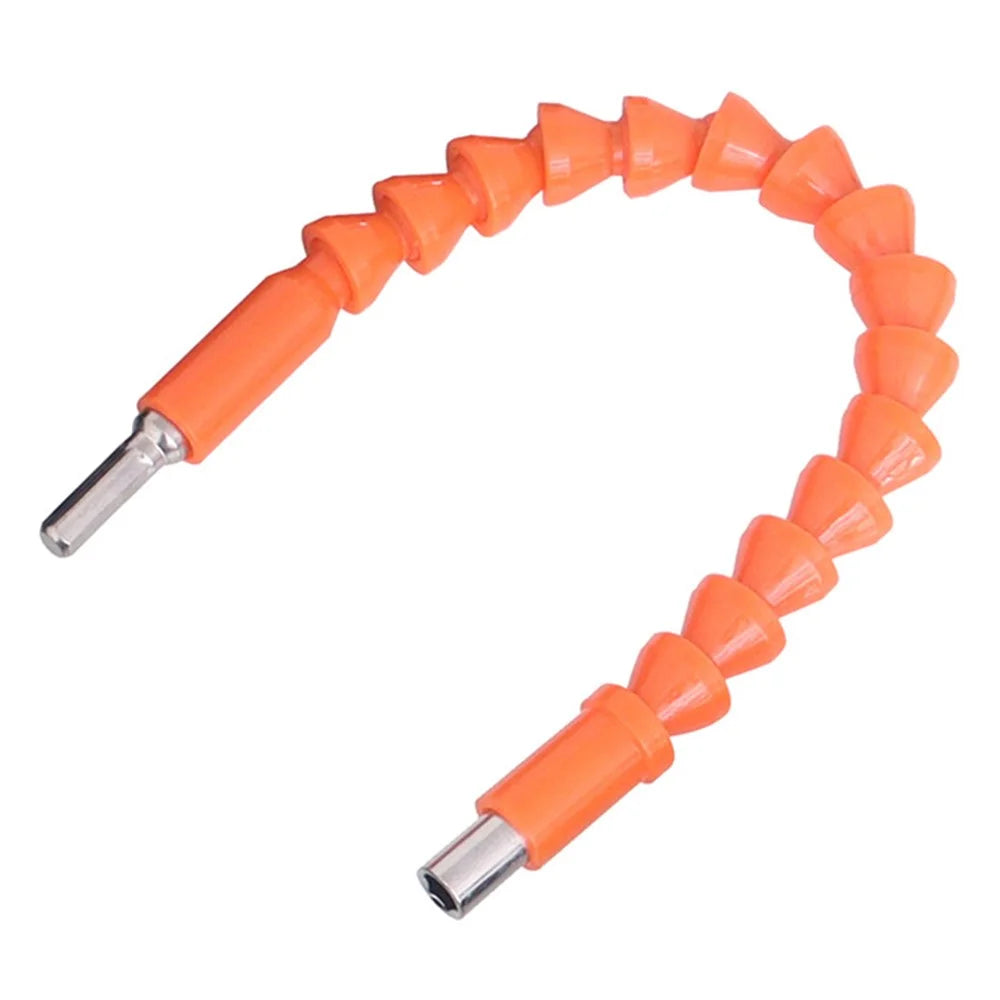 Universal Electric Drill 6.35mm Flexible Connecting Shaft Bendable Plastic Extension Rod, 29.5cm Length - Orange - 2