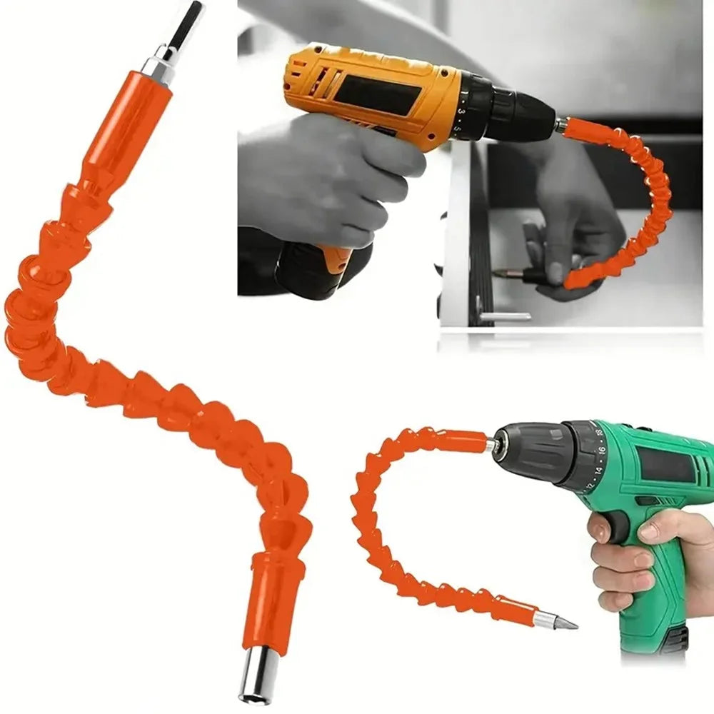 Universal Electric Drill 6.35mm Flexible Connecting Shaft Bendable Plastic Extension Rod, 29.5cm Length - Orange - 3