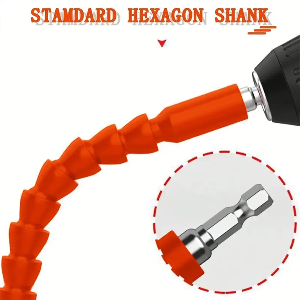Universal Electric Drill 6.35mm Flexible Connecting Shaft Bendable Plastic Extension Rod, 29.5cm Length - Orange - 5