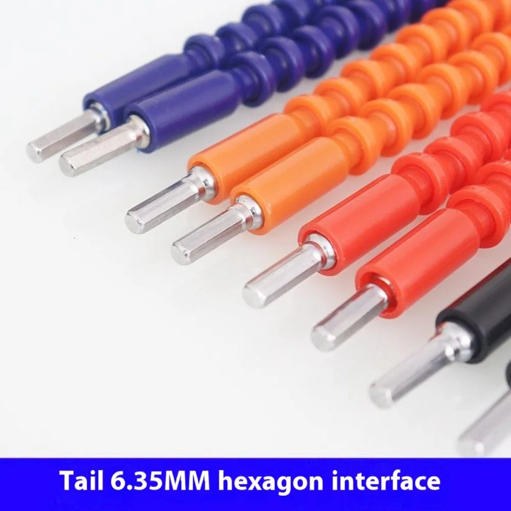 Universal Electric Drill 6.35mm Flexible Connecting Shaft Bendable Plastic Extension Rod, 29.5cm Length - Orange - 6