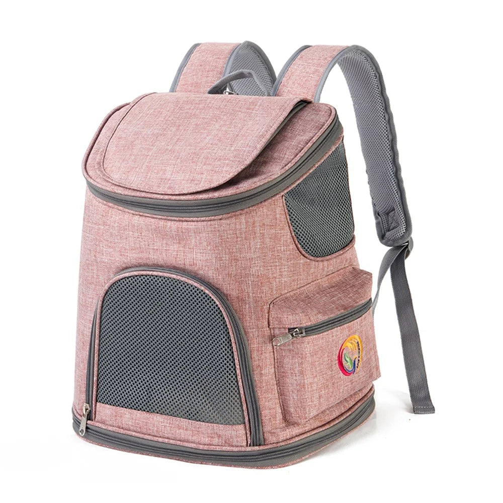 QS-092 Portable Cat Carrier Tote Backpack Breathable Pet Gift Shoulder Bag for Travel Outdoor - Pink - 1