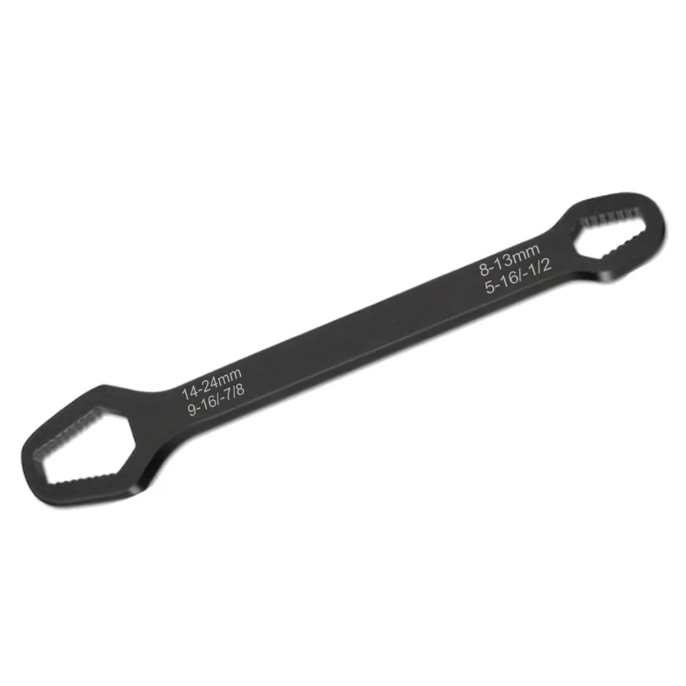 230mm Universal Torx Wrench 8-24mm Chrome Vanadium Steel Double-Head Self-Tightening Wrench - Black - 1