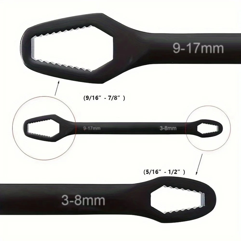 150mm Universal Torx Wrench 3-17mm Chrome Vanadium Steel Double-Head Self-Tightening Wrench - Black - 5