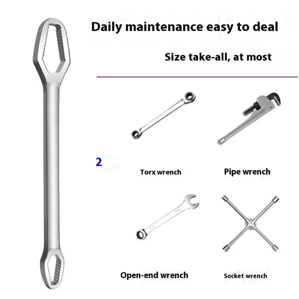 150mm Universal Torx Wrench 3-17mm Chrome Vanadium Steel Double-Head Self-Tightening Wrench - Black - 6