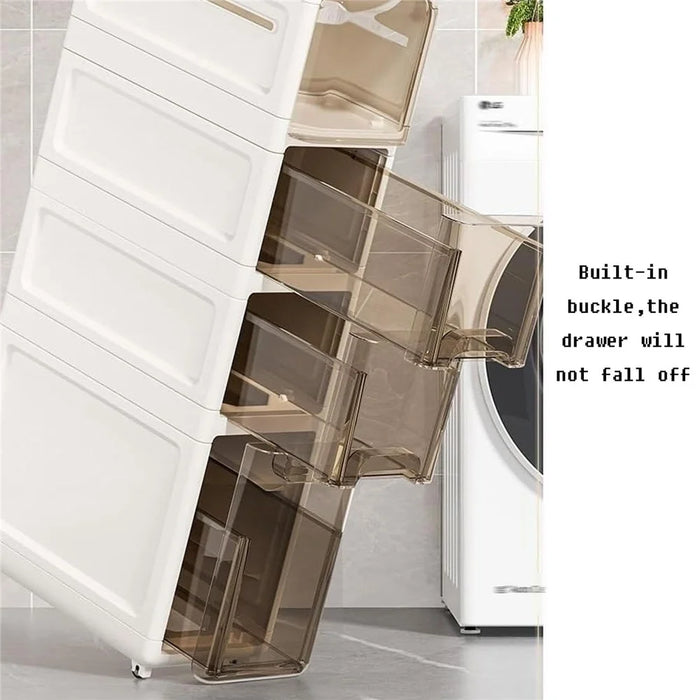2-Tier Slim Bathroom Storage Cabinet Tissue Dispenser PP + PS Narrow Gap Organizer Shelf - 5