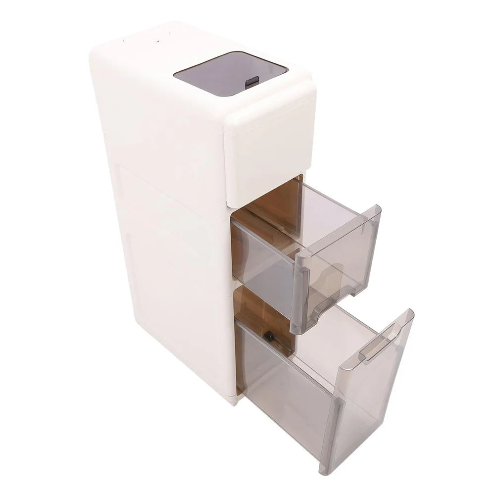 Three Layer Rice Storage Container Kitchen Slim Corner Storage Bin with Drawer (BPA Free, No FDA) - 1