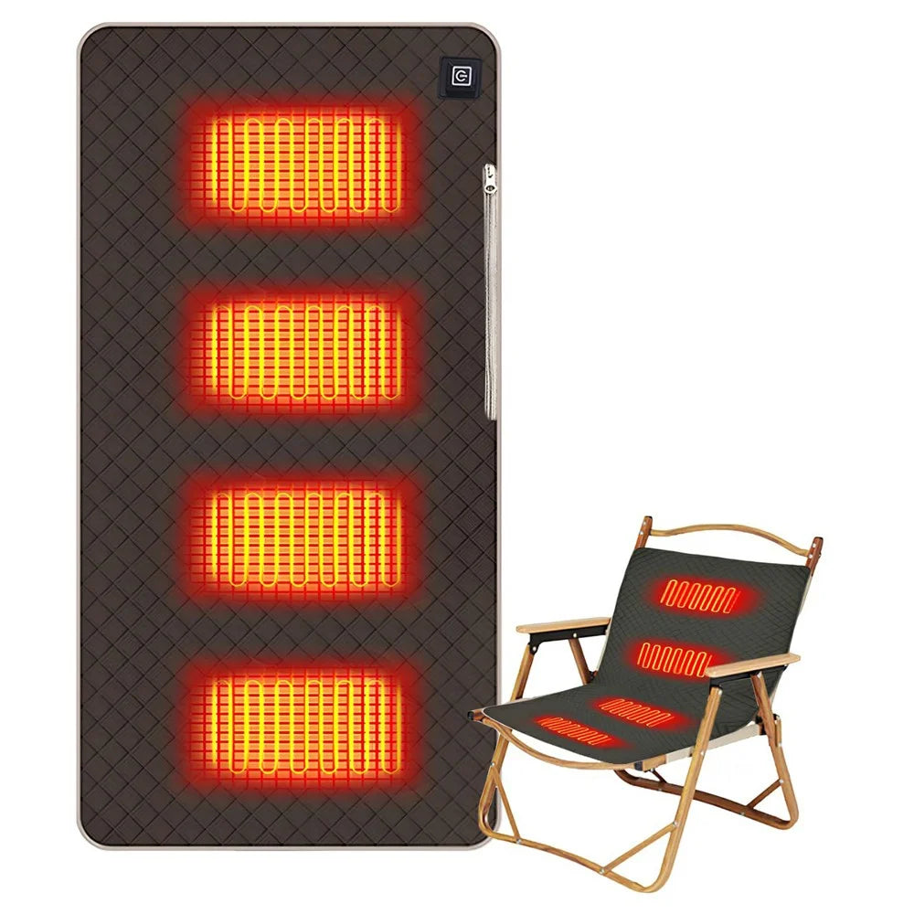 45x90cm Heated Seat Cushion 3 Temperature Settings USB Powered Portable Warming Pad - Coffee - 1