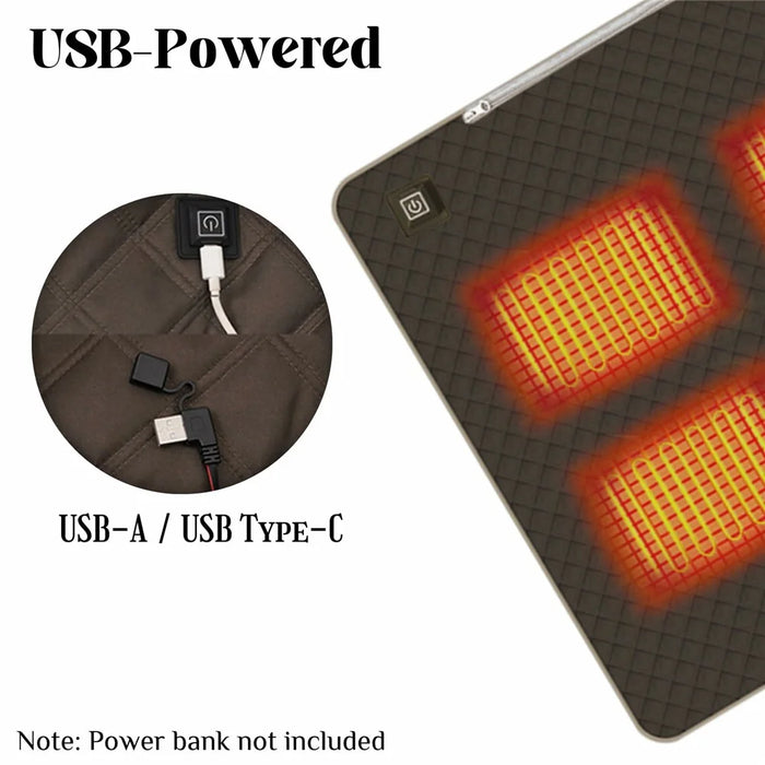 45x90cm Heated Seat Cushion 3 Temperature Settings USB Powered Portable Warming Pad - Coffee - 3