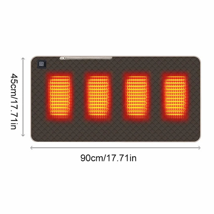 45x90cm Heated Seat Cushion 3 Temperature Settings USB Powered Portable Warming Pad - Coffee - 7