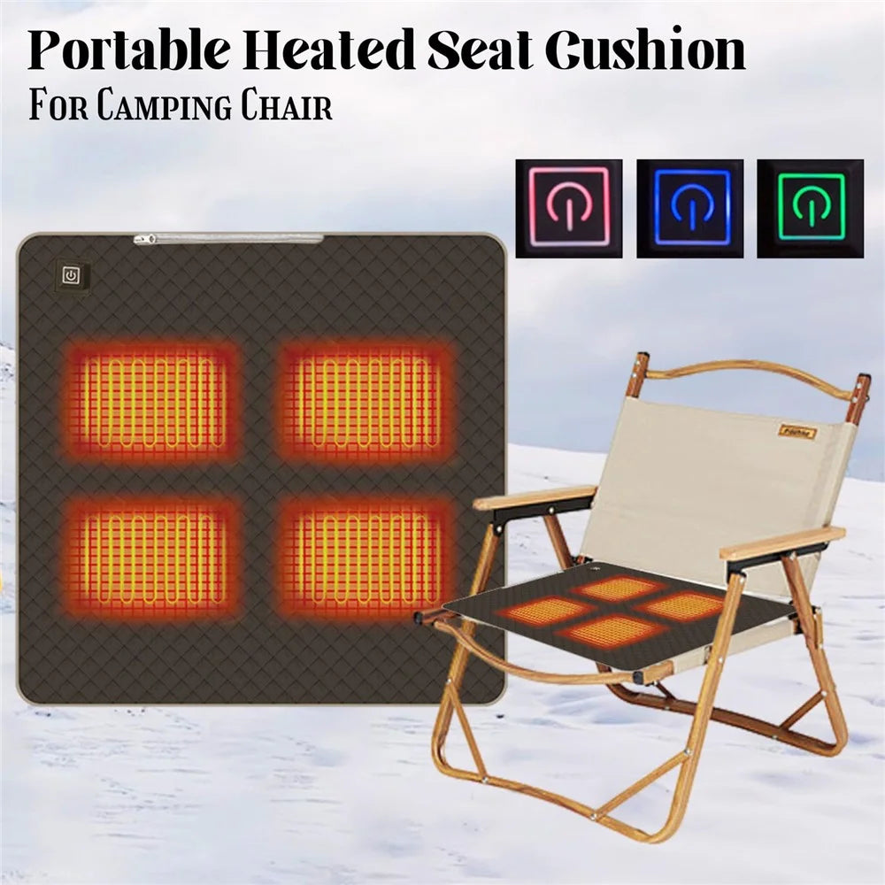 45x45cm Heated Seat Cushion 3 Temperature Settings USB Powered Portable Warming Pad - Coffee - 2