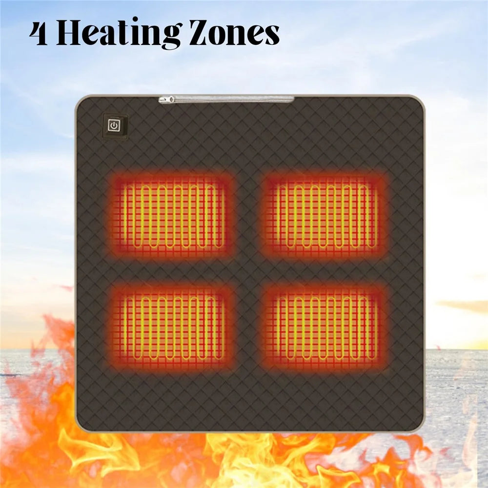 45x45cm Heated Seat Cushion 3 Temperature Settings USB Powered Portable Warming Pad - Coffee - 4