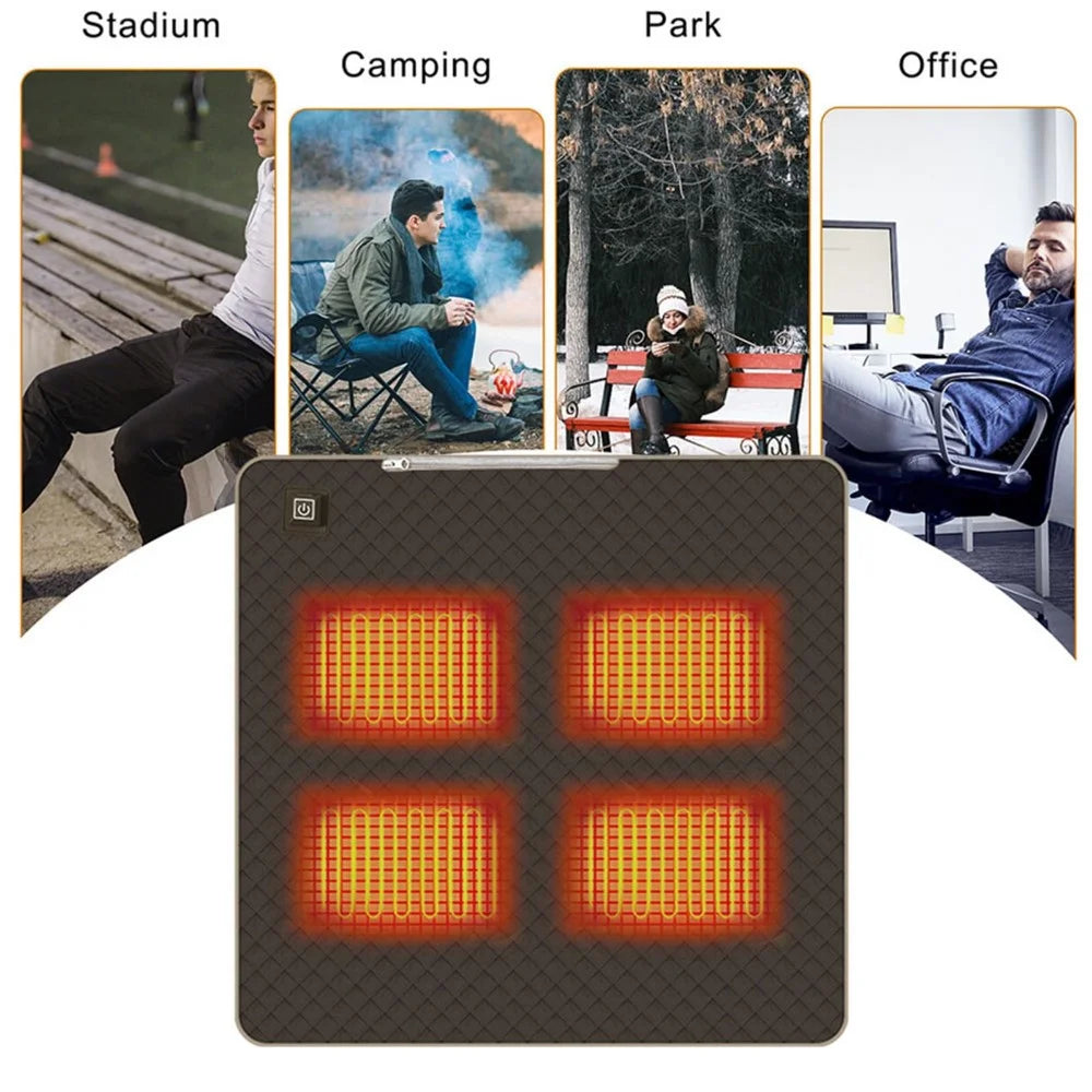 45x45cm Heated Seat Cushion 3 Temperature Settings USB Powered Portable Warming Pad - Coffee - 5