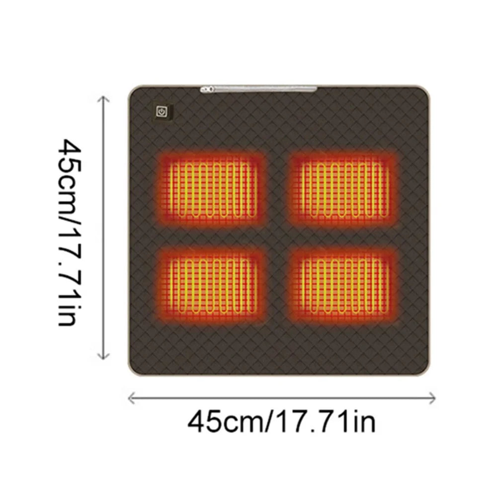 45x45cm Heated Seat Cushion 3 Temperature Settings USB Powered Portable Warming Pad - Coffee - 7