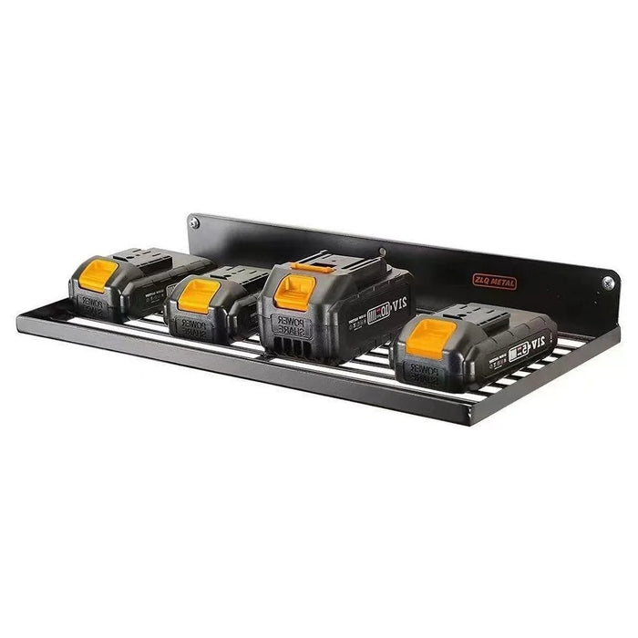 Upper Layer Wall Mount Power Tool Storage Rack for Drills Screwdrivers Space Saving Metal Shelf - 2