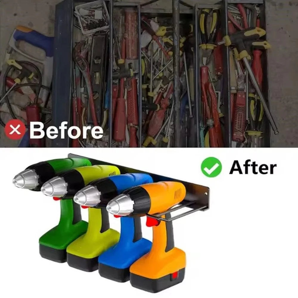Lower Layer Power Tool Hanger Wall Mount Storage Rack for Drill Screwdriver Space Saving Metal Shelf - 4