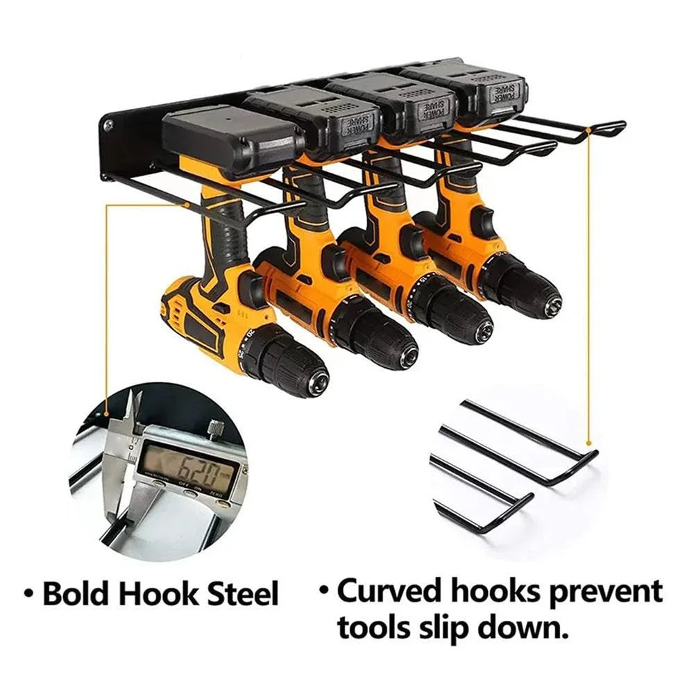 Lower Layer Power Tool Hanger Wall Mount Storage Rack for Drill Screwdriver Space Saving Metal Shelf - 5
