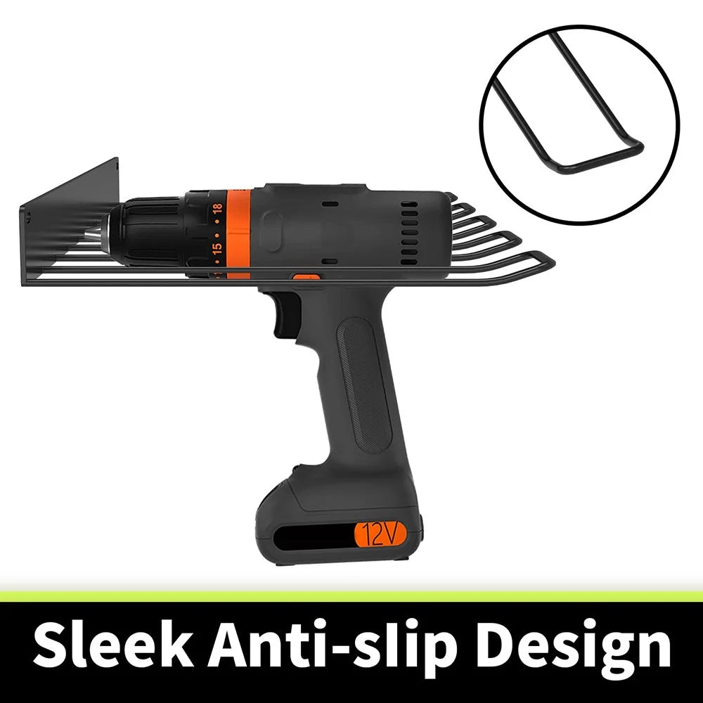 Lower Layer Power Tool Hanger Wall Mount Storage Rack for Drill Screwdriver Space Saving Metal Shelf - 6