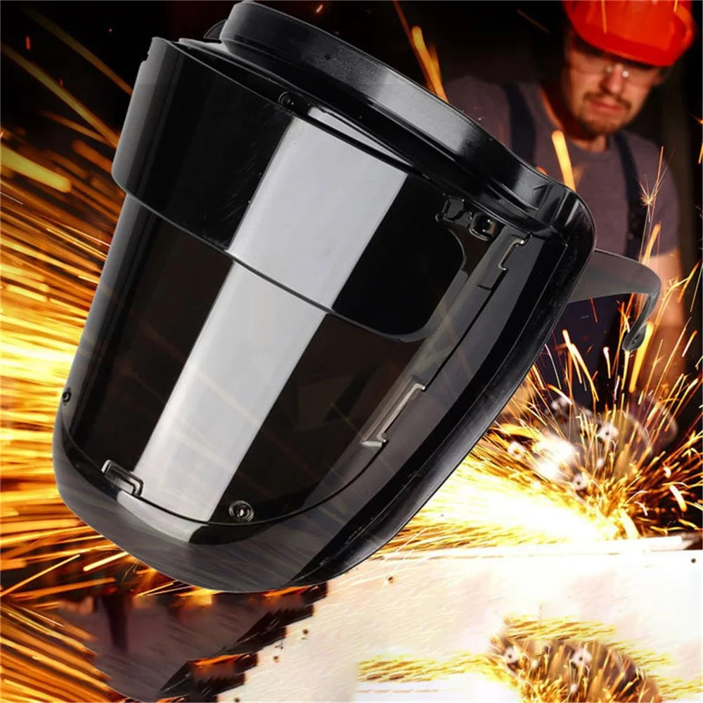 Welding Face Shield Ear Hanging Anti Glare Heat Resistant Professional Welder Safety Mask, Size L - Black - 2