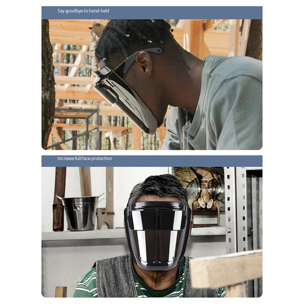 Welding Face Shield Ear Hanging Anti Glare Heat Resistant Professional Welder Safety Mask, Size L - Black - 6