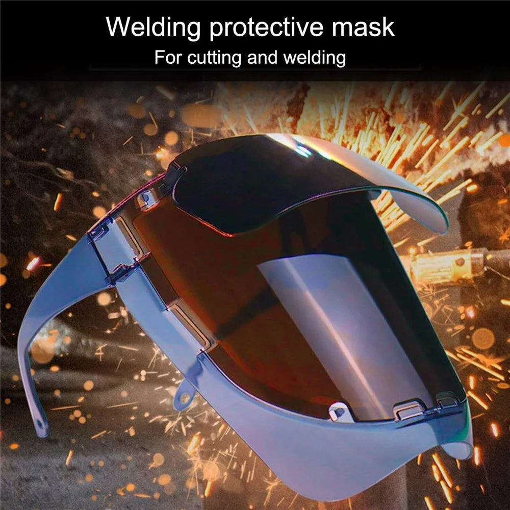 Welding Face Shield Ear Hanging Anti Glare Heat Resistant Professional Welder Safety Mask, Size S - Black - 2