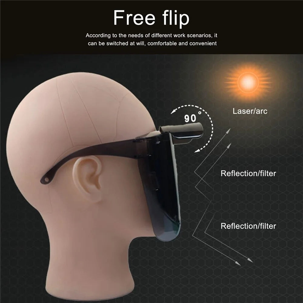 Welding Face Shield Ear Hanging Anti Glare Heat Resistant Professional Welder Safety Mask, Size S - Black - 3