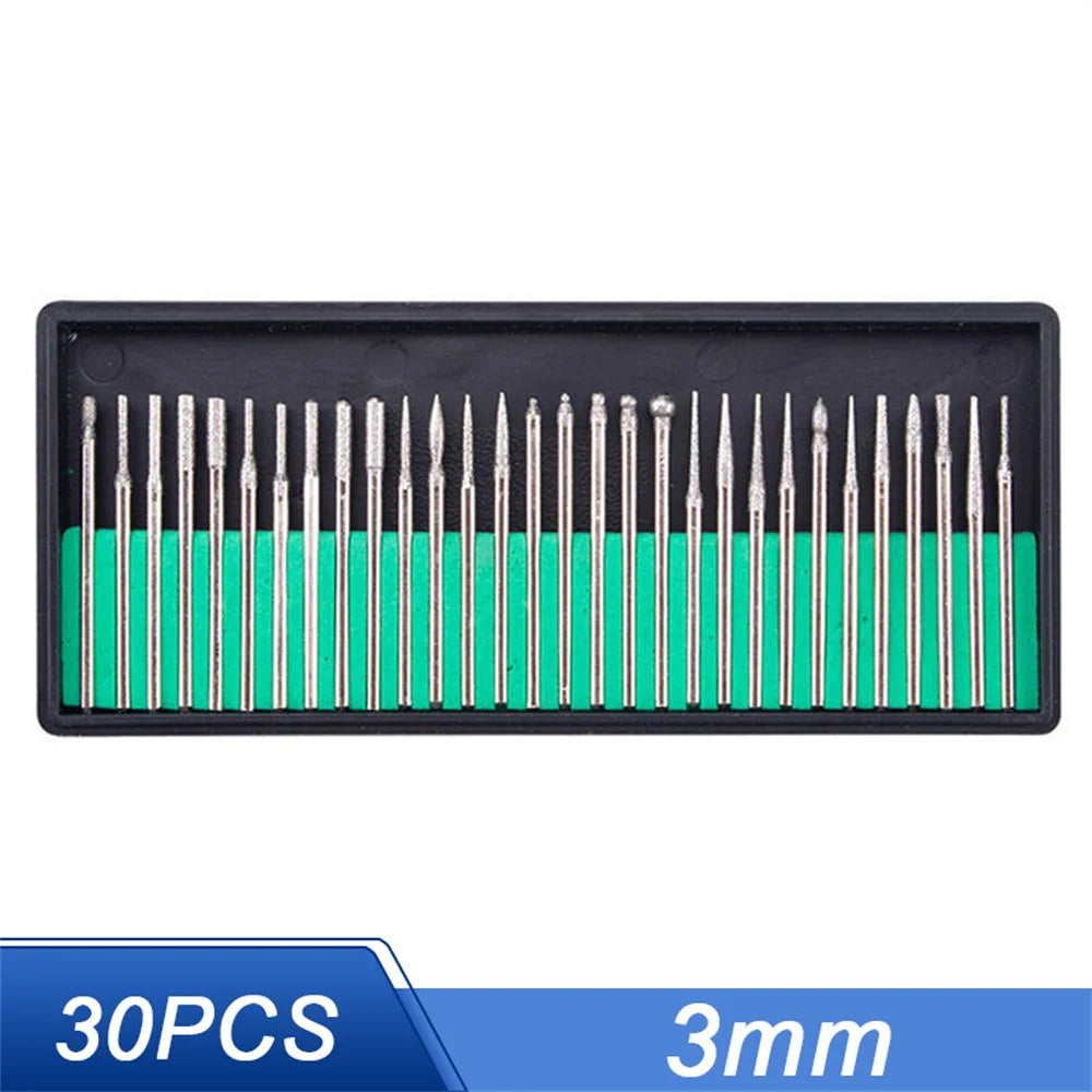 30Pcs Nail Art Manicure Drill Bits with 3.0mm Shank Electric Manicure Grinding Head Tool - 2