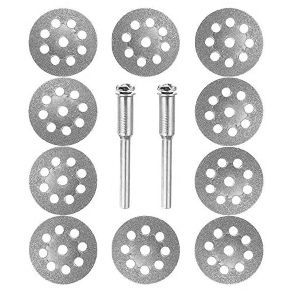 10Pcs 25mm Multi Holes Diamond Cutting Discs Electric Grinder Grinding Wheels with 2 Mandrels - 1