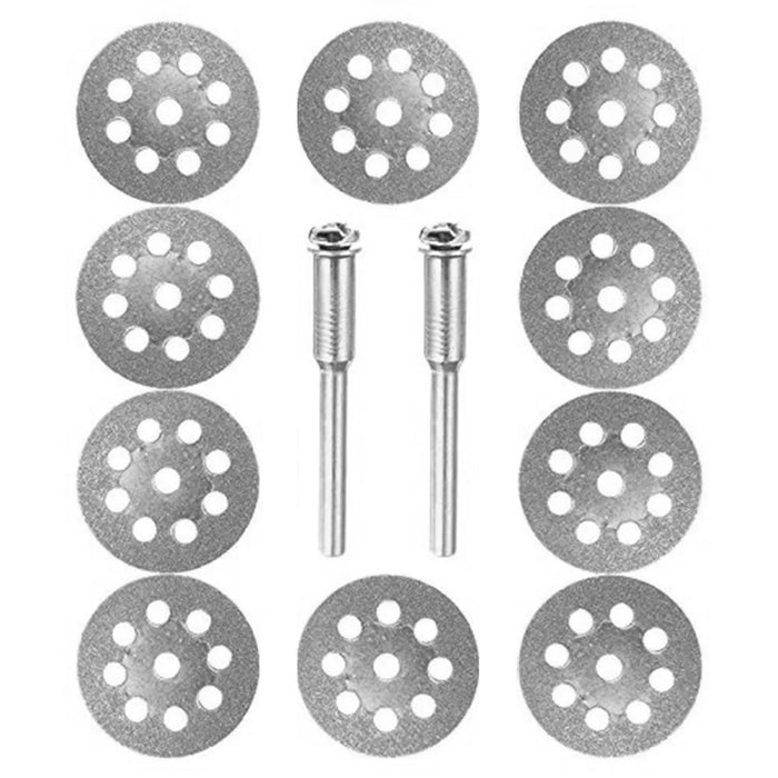 10Pcs 25mm Multi Holes Diamond Cutting Discs Electric Grinder Grinding Wheels with 2 Mandrels - 1