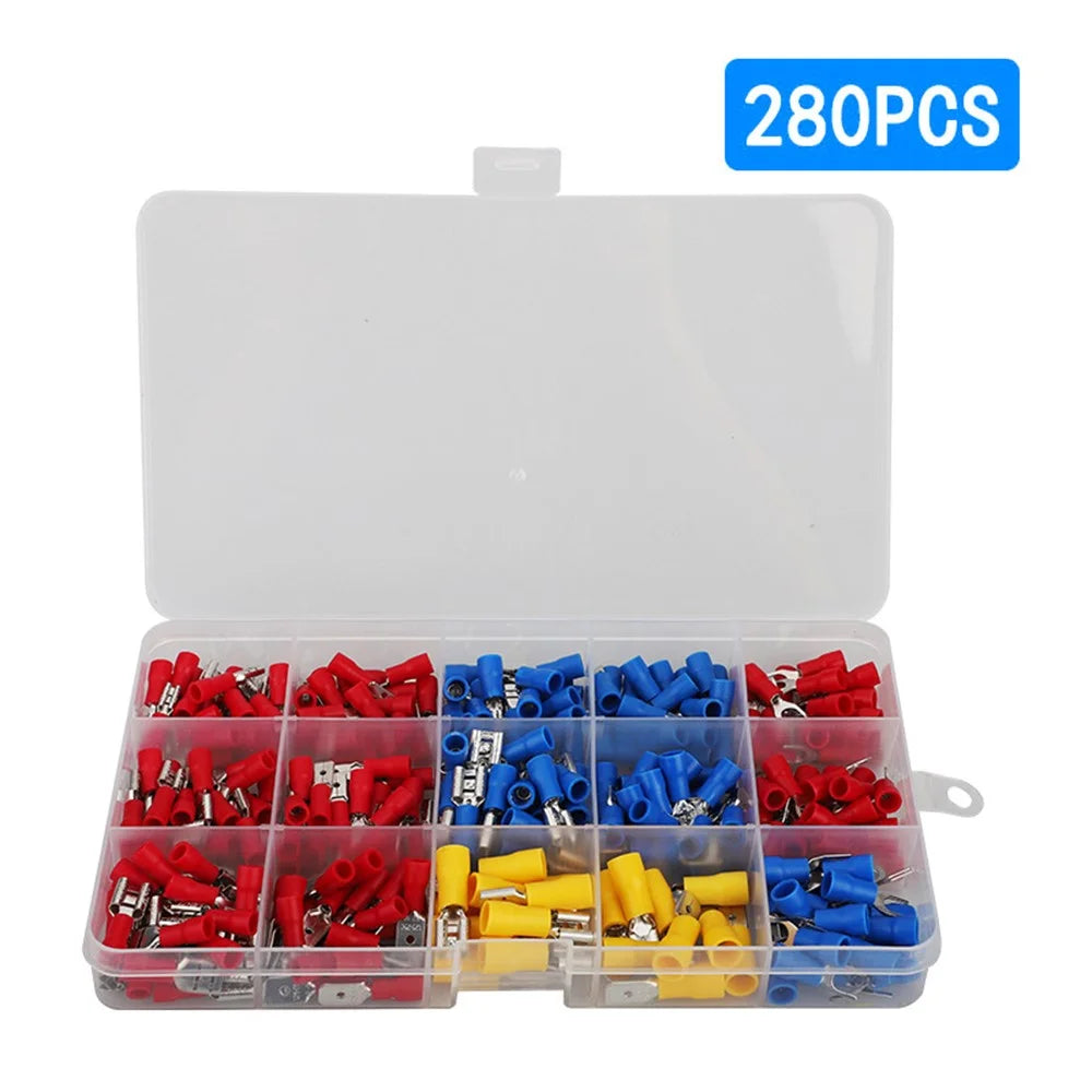 280Pcs Insulated Ring Terminals Assorted Kit Cold Press Electrical Wire Crimp Connectors - 1